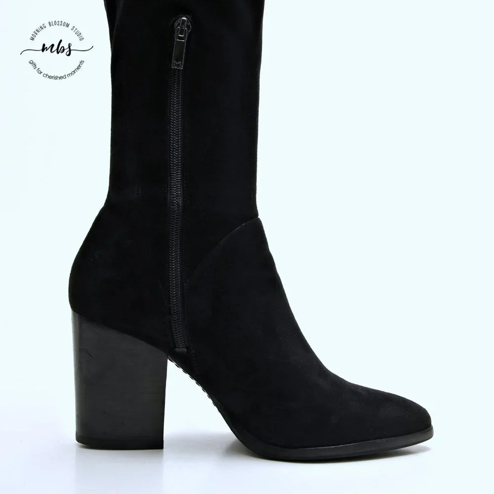 Marc Fisher LTD Larrine Pointed‎ Toe Over The Knee Boots Black Women Size 8.5
